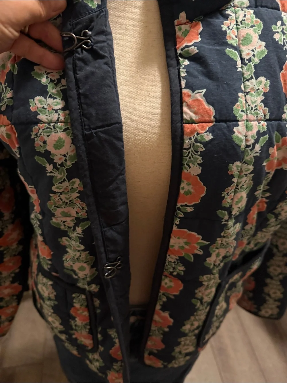 NWT Free People Chloe Quilted Navy Floral Jacket